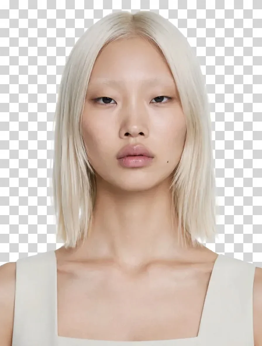 A Qwen-Image 2.1 alpha cutout of synthetic model Aiko Velora shown over a grey checkerboard, so the transparent background is visible