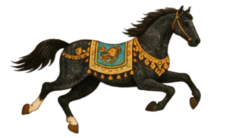 Black equestrian motif