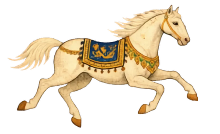 White equestrian motif